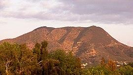 Cahuenga and burbank peaks viewed from northwest at dusk.jpg