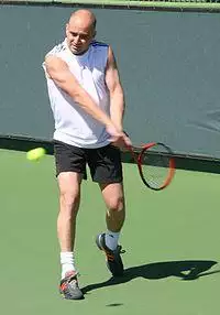Andre Agassi practicing in Indian Wells, California, USA, on Sunday March 12, 2006.