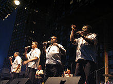 Little Anthony and the Imperials in 2005, New York City. (L to R) Harold Jenkins, Ernest Wright, Clarence Collins, "Little Anthony" Gourdine