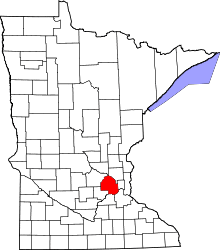 Map of Minnesota highlighting Hennepin County.svg
