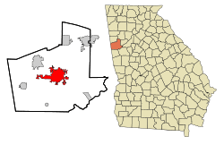 Location in Carroll County and the state of Georgia