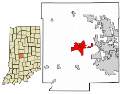 Location of Danville in Hendricks County, Indiana
