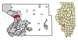 Location of Wood River in Madison County, Illinois.