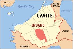 Map of Cavite with Indang highlighted