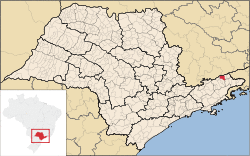Map of the state of São Paulo, Brazil pointing Cruzeiro