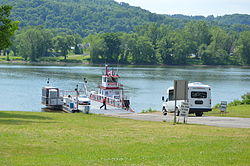 Preparing to board the Sistersville Ferry at Fly