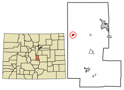 Location of the Florissant CDP in Teller County, Colorado.