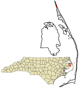 Location in Dare County and the state of North Carolina.