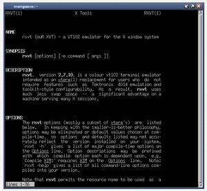 Vanilla rxvt displaying the rxvt man page