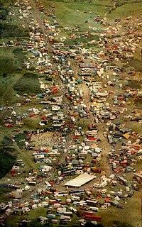 Sky view of the Castlemorton Festival site.