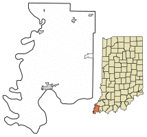 Location of Griffin in Posey County, Indiana.