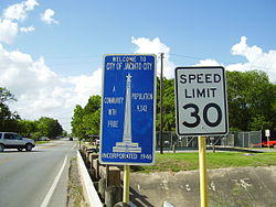 Jacinto City entrance sign