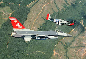 100th Fighter Squadron F-16C block 30 Fighting Falcon 87-0217 and P-51 Mustang.jpg
