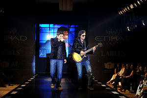 Strings performing at the Etihad Runway in June 2010. From left to right are; Faisal Kapadia and Bilal Maqsood.