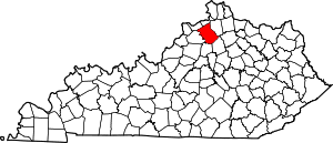 Map of Kentucky highlighting Owen County