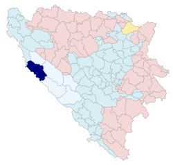Location of Bosansko Grahovo within Bosnia and Herzegovina