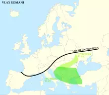 Romany dialects Vlax.svg