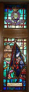 Col E G Brooks DSO OBE CD 1918-1964 staff adjutant 1948-1950 stainglass Currie Hall.JPG
