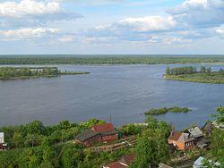 A view of the Volga River from the selo of Bezvodnoye in Kstovsky District