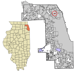 Location in Cook County and the state of Illinois