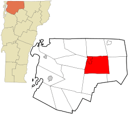 Location in Franklin County and the state of Vermont.