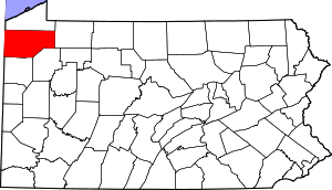 Map of Pennsylvania highlighting Crawford County