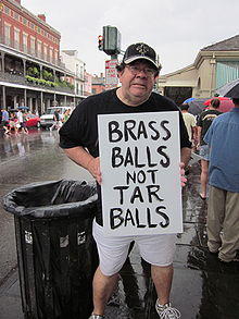 BP Oil Flood Protest NOLA Brass Balls Spud.JPG