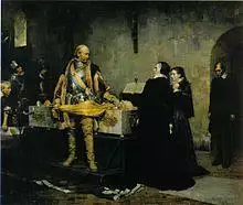 A duke insulting the corpse of Klaus Fleming