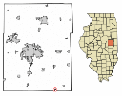 Location of Longview in Champaign County, Illinois.