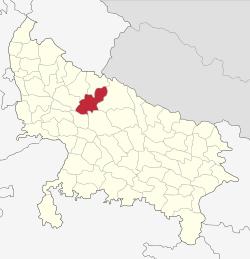 Location of Shahjahanpur district in Uttar Pradesh