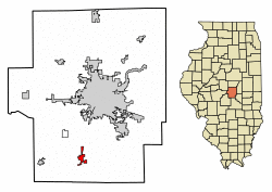 Location of Macon in Macon County, Illinois.