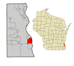 Location of Cudahy in Milwaukee County, Wisconsin.