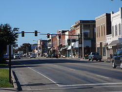 Route 11 passing through downtown Lenoir City, Tennessee.