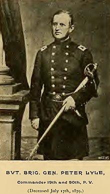 General Peter Lyle of the 90th Pennsylvania Infantry Regiment, from- Souvenir- survivors' association, Gettysburg 1888-9 (IA souvenirsurvivor00penn) (page 9 crop).jpg