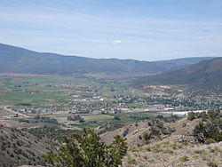 Gypsum, Colorado from the hills north of town.