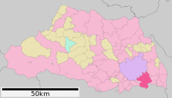Location of Kawaguchi in Saitama Prefecture
