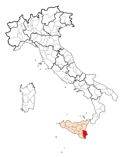 Map highlighting the location of the province of Syracuse in Italy