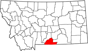 Map of Montana highlighting Carbon County