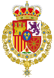 Coat of Arms of Spanish Monarch-Variant as Grand Master of the Order of Charles III.svg