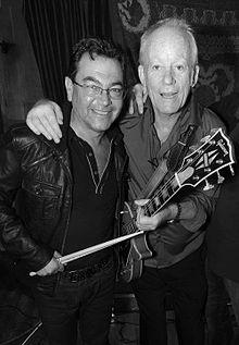 Moss (left) playing with Bob Weston on "Spring Heeled Jack" for a blues night jamming session.