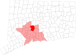 Location in New Haven County, Connecticut