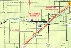 KDOT map of Pawnee County (legend)