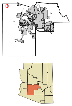 Location of Aguila in Maricopa County, Arizona.