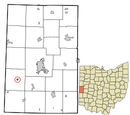 Location in Darke County and the state of Ohio.