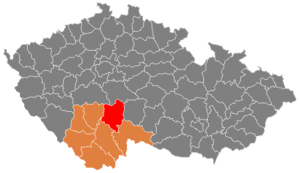 District location in the South Bohemian Region within the Czech Republic