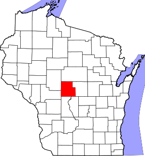 Map of Wisconsin highlighting Wood County