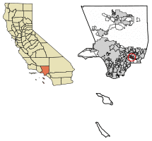 Location of La Puente in Los Angeles County, California.