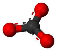 Ball-and-stick model of the carbonate anion
