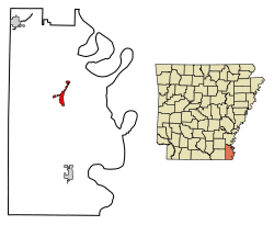 Location of Lake Village in Chicot County, Arkansas.