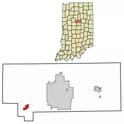 Location of Russiaville in Howard County, Indiana.